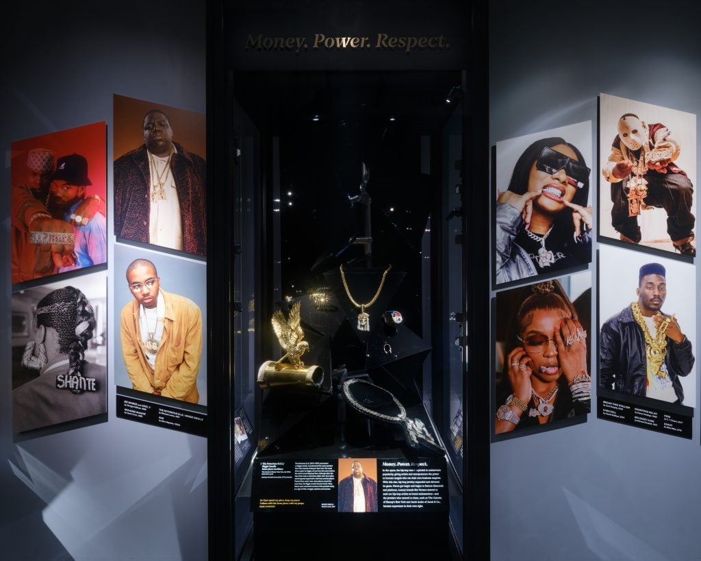 “Ice Cold: An Exhibition of Hip-Hop Jewelry.” Alvaro Keding/© AMNH. At the American Museum of Natural History until Jan. 5, 2025, in the Melissa and Keith Meister Gallery, part of the Allison and Roberto Mignone Halls of Gems and Minerals.