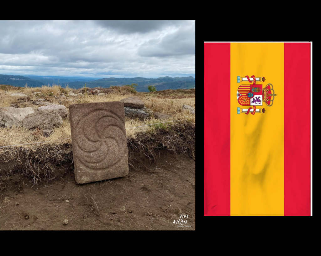 Left: image from Vive Avión Cultural Association on Facebook Right: The Spanish National flag