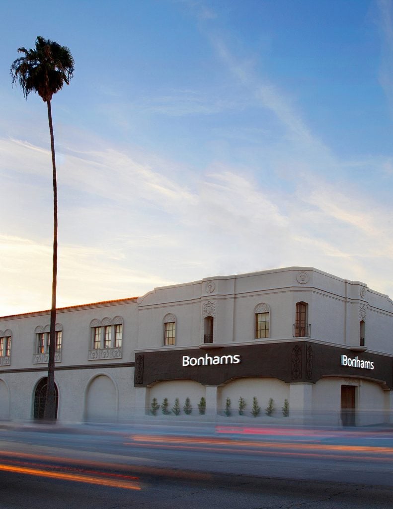 an image of the facade of Bonhams auction rooms and offices in Los Angeles