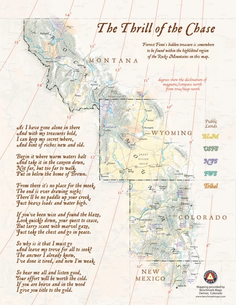 a treasure map featuring an illustration of the Rpcky Mountains