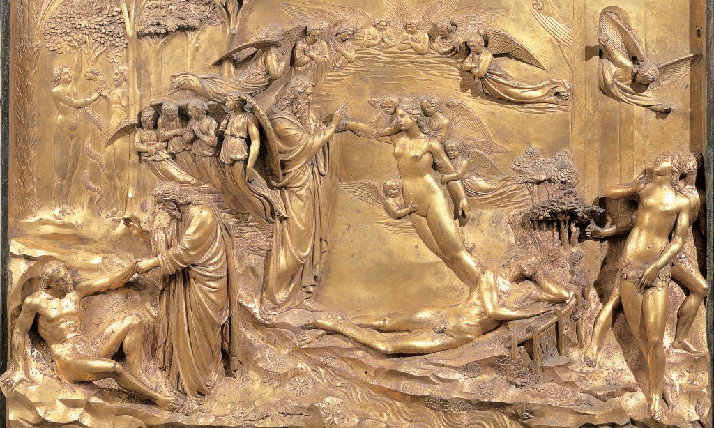 a bronze relief