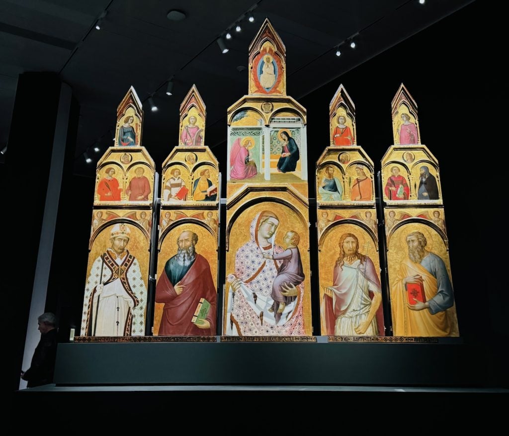 A medieval altar in a museum gallery