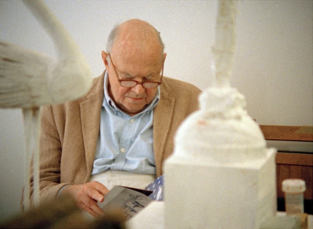 Tacita Dean, Edwin Parker, a film still of the late sculptor Cy Twombly working in his studio.