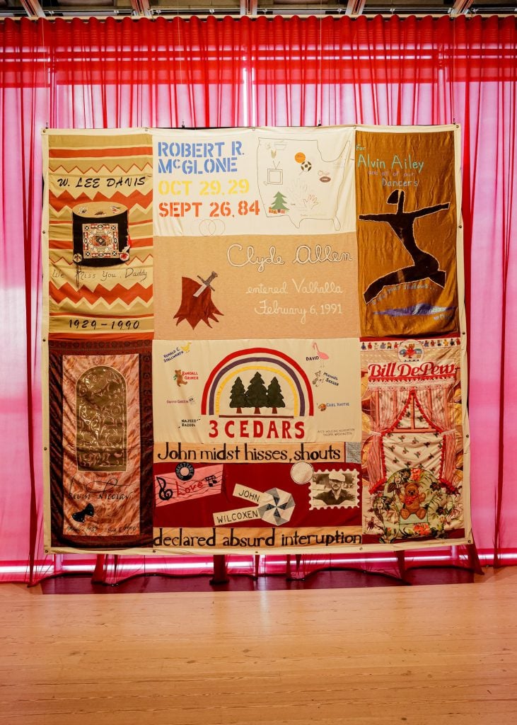 an image of an AIDS Memorial Quilt with an Alvin Ailey panel