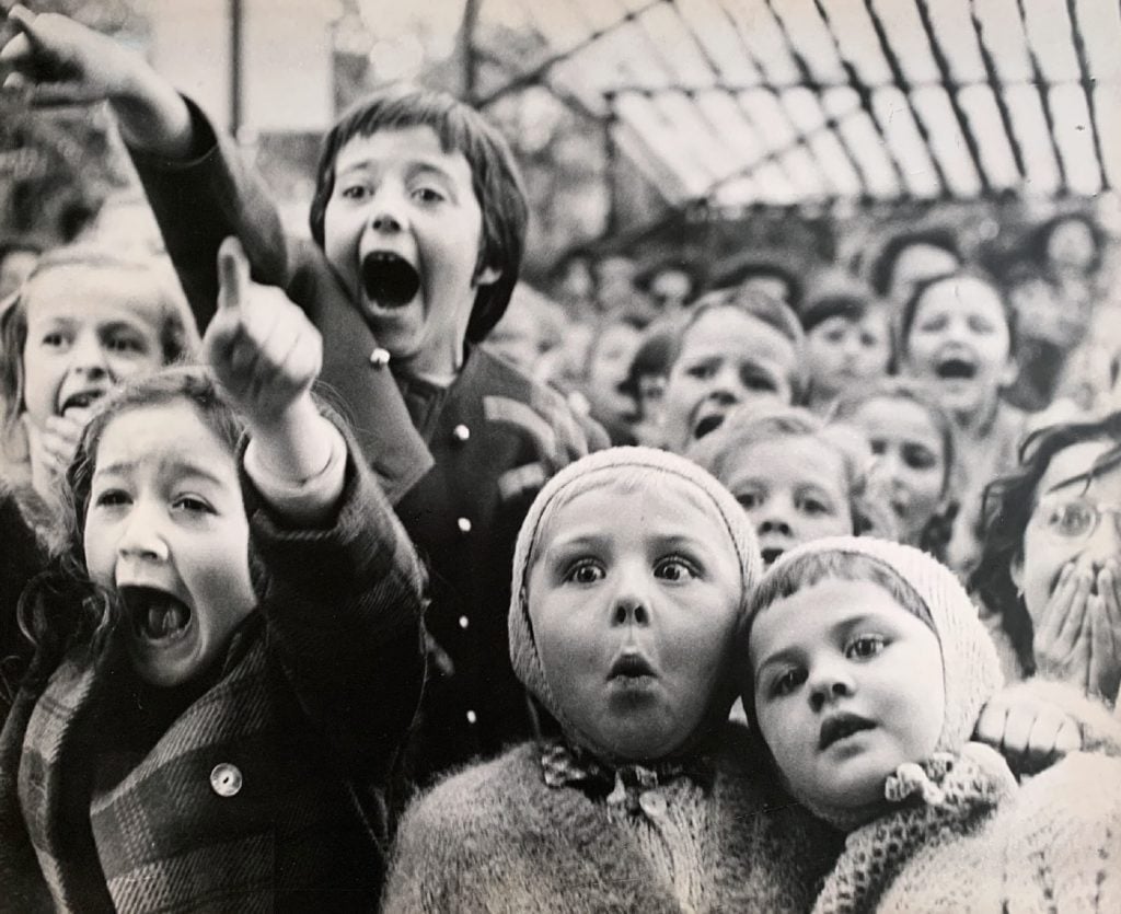 Black and white photo of a crowd of children from the early 1960s by photographer Alfred Eisenstaedt included in the Artnet Auctions sale Important Photographs