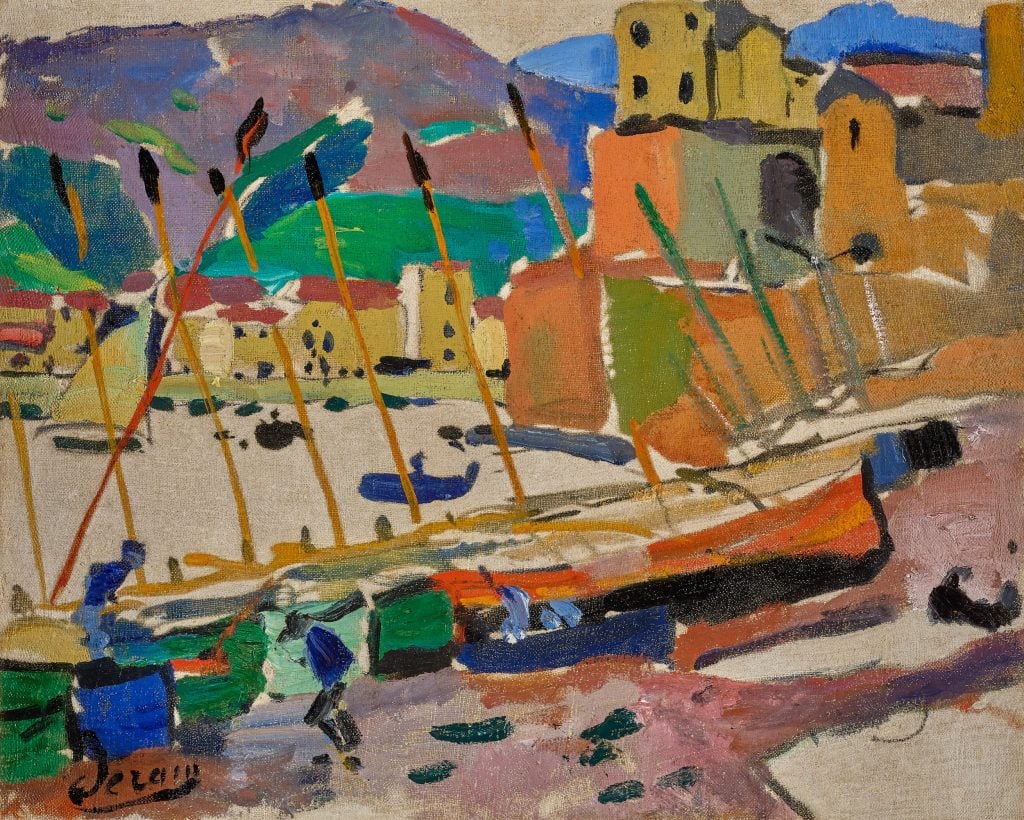 Fauvist abstract landscape painting of a harbor port by André Derain from 1905, presented by Artcurial for the Selected 20/21 Sale this October.