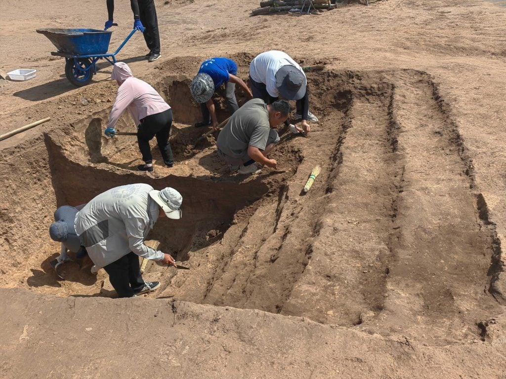 a group of archaeologists at work on a site