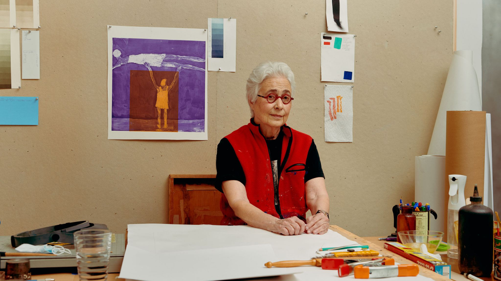 Artist Katherine Bradford in her studio