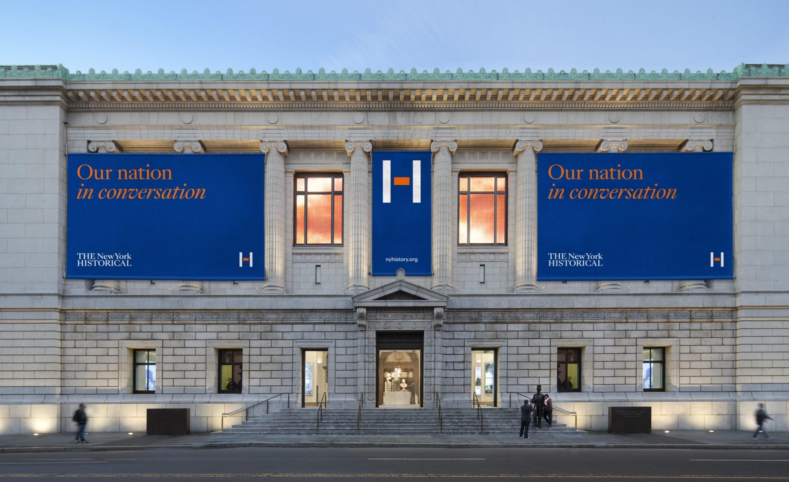 The white brick facade of the New York Historical Society