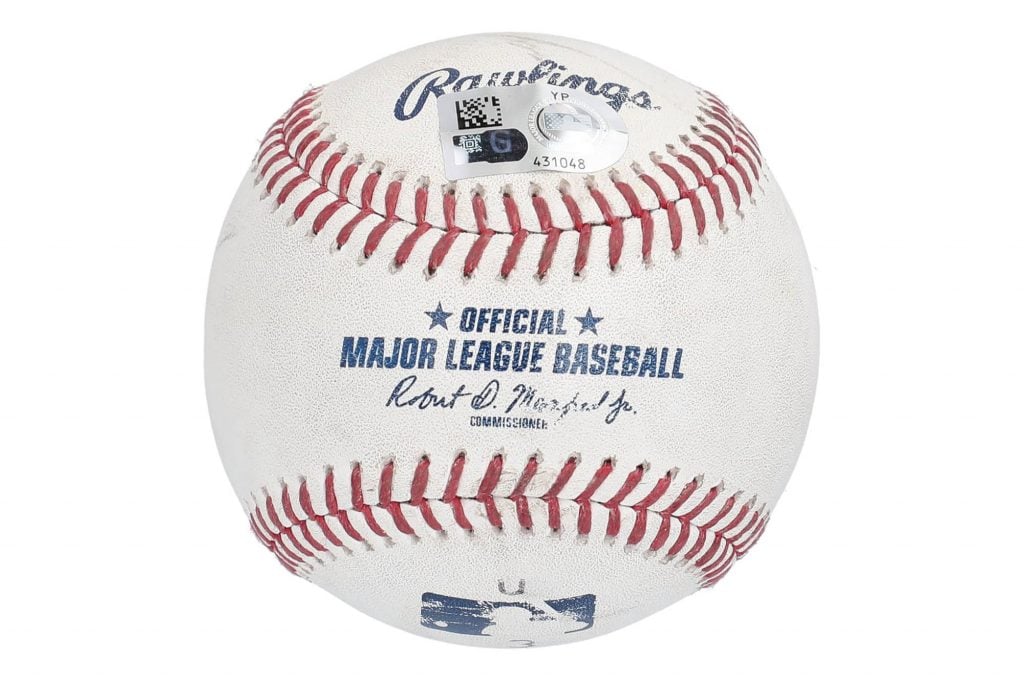 A lightly scuffed baseball