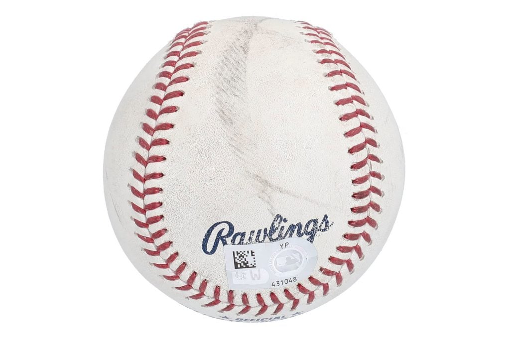 A lightly scuffed baseball