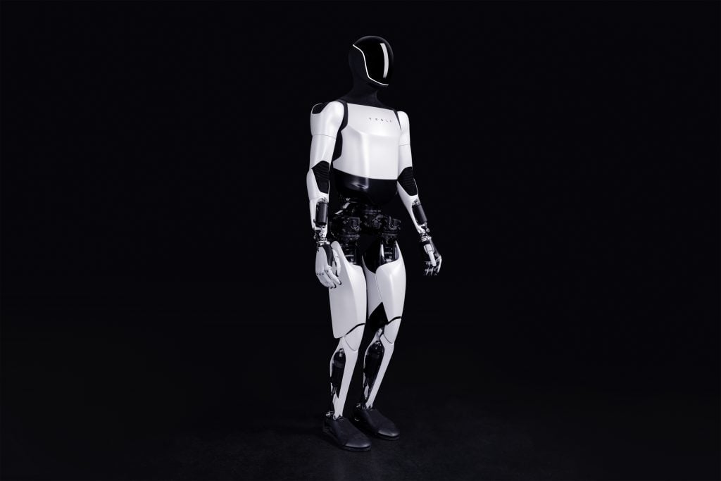 A humanoid robot with a white shell