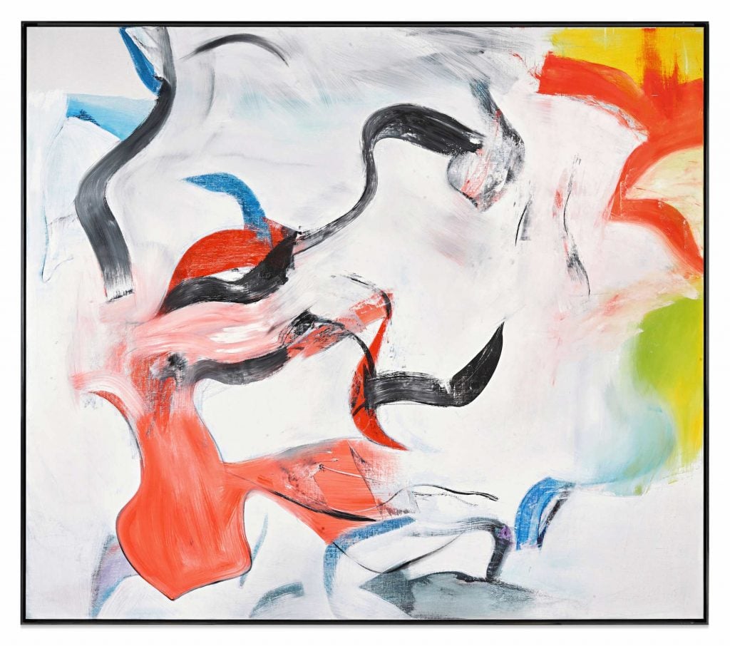 an image of an abstract painting with various colors and shapes