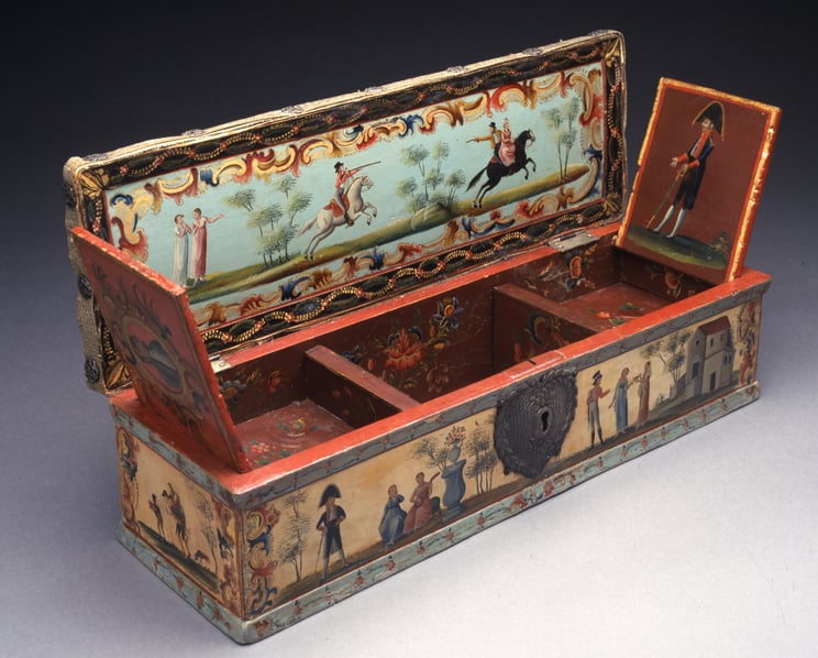 an intricate laquerez sewing box