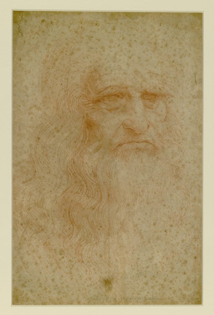 Leonardo drawing of an old man with a beard.