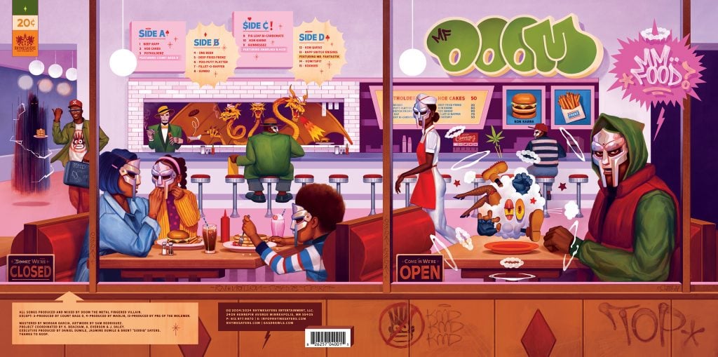 Sam Rodriguez's back and front artwork for the <I>MM..FOOD</I> (20th Anniversary Edition). Photo: Rhymesayers