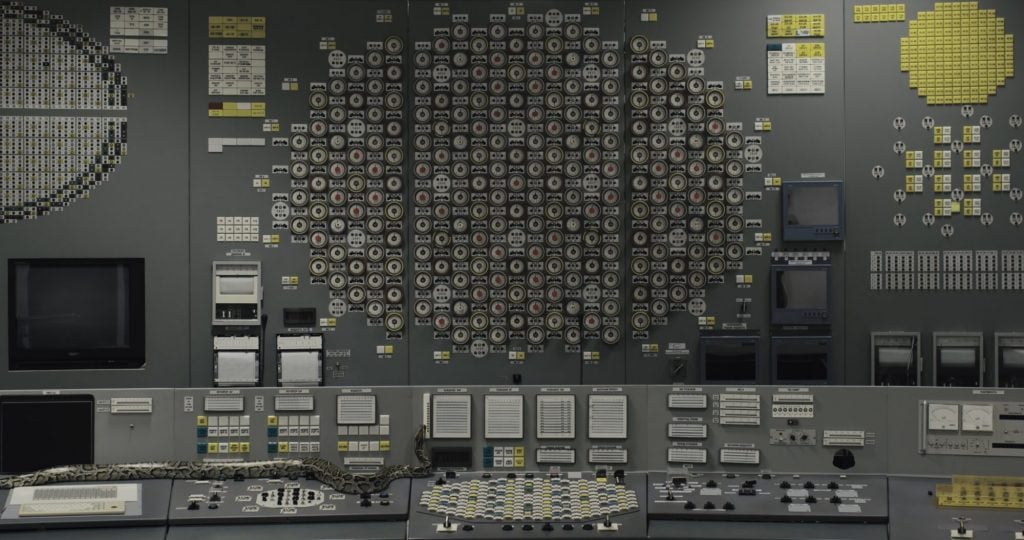 a photo of a large grey switchboard