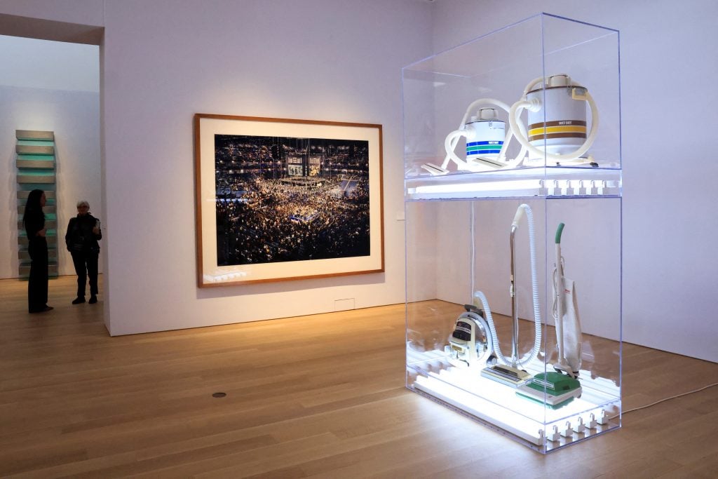 Jeff Koons' art installation <I>The Hoovers</I> is on display during a press preview for Christie's Fall 20/21 Marquee Week in New York City, on November 8, 2024. 