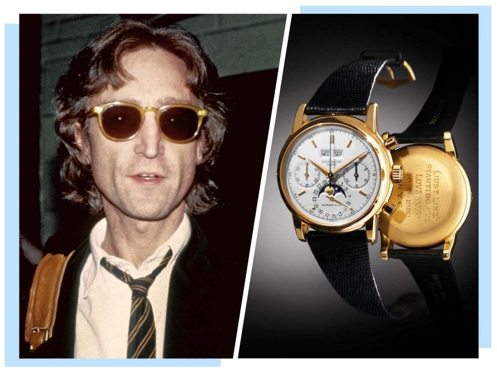 An image of John Lennon and his Patek Phillipe watch