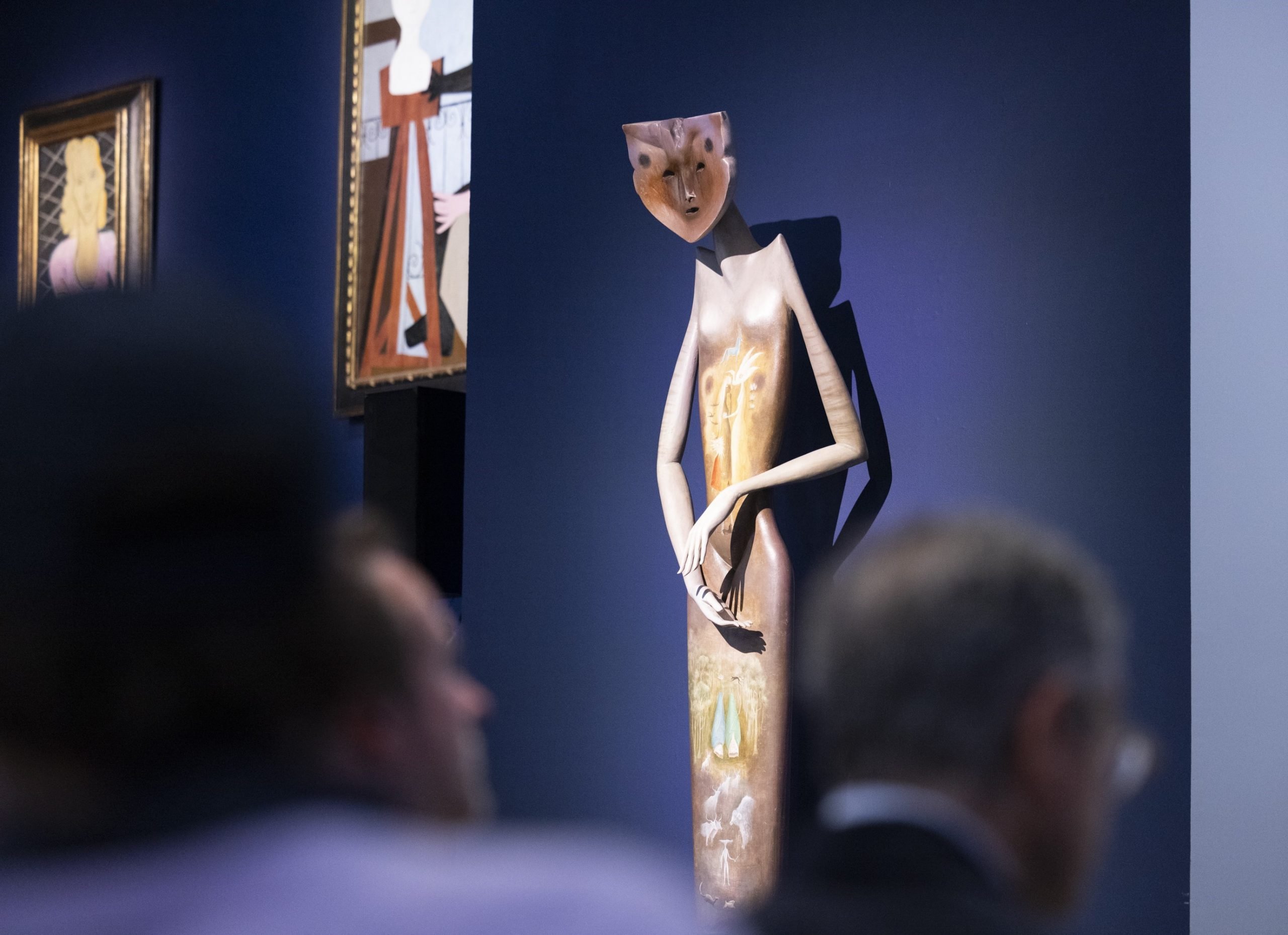 Leonora Carrington’s 'Cat Woman' sculpture displayed during auction.