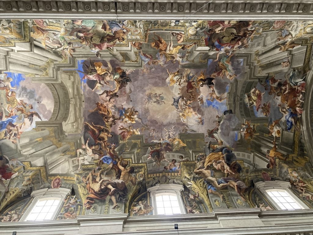 A photo of the celing fresco above Chiesa di Sant'Ignazio di Loyola in Rome.