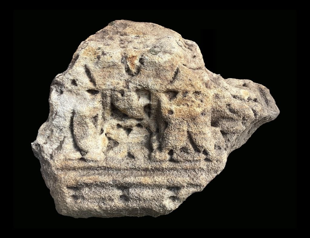 A fragment of an ancient Roman votive monument