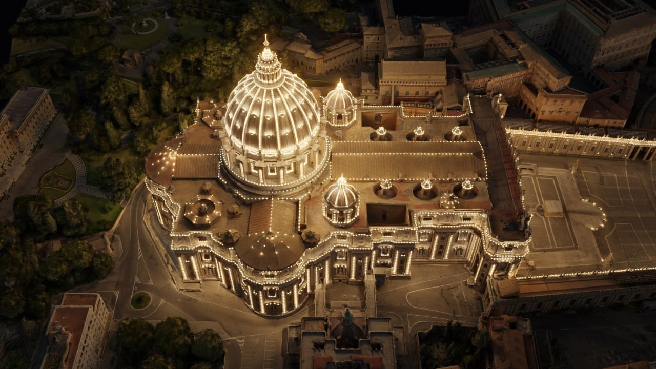 A digital rendering of St. Peter's Basilica