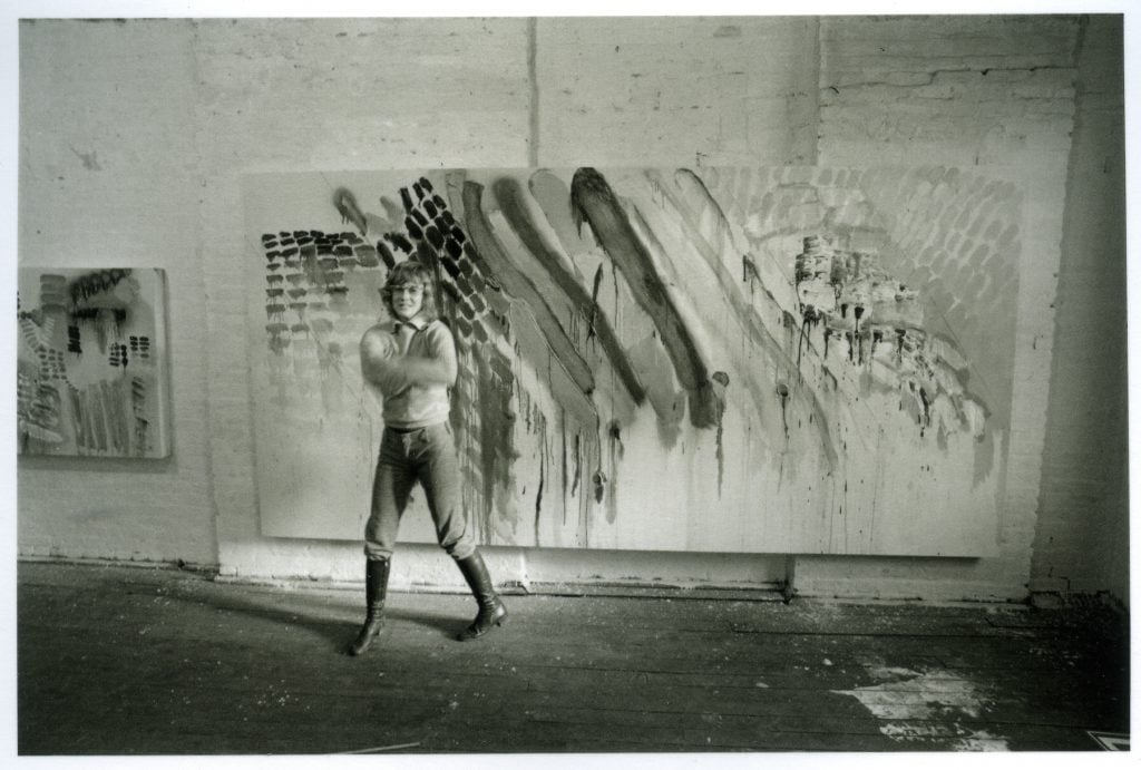 Joan Snyder in her studio. Credit: Larry Fink. Courtesy Joan Snyder. 