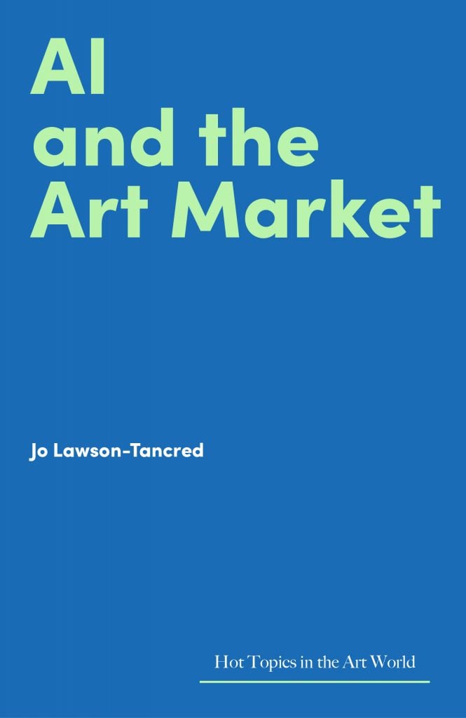 a blue book cover with green text on the front reading 'ai and the art market'