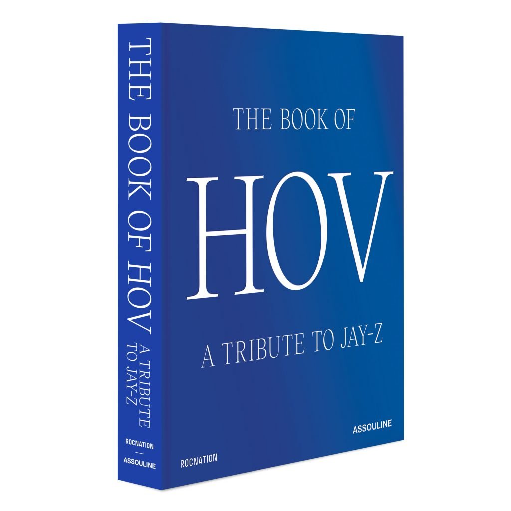 a blue book with white text reading 'the book of HOV: a tribute to jay-z'