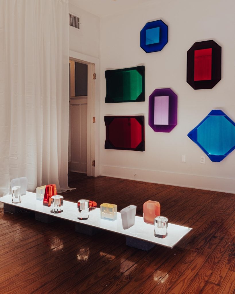 jeweled knickknacks and sculptures fill a room 