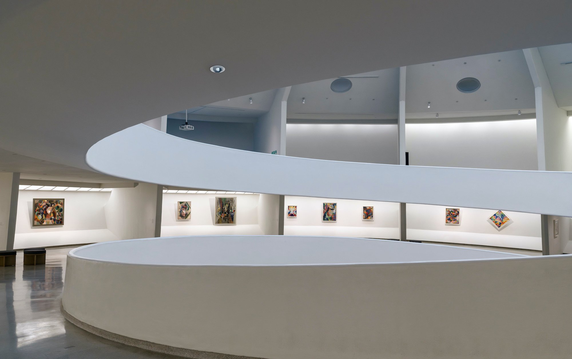 Paintings hung in the rotunda of the Guggenheim