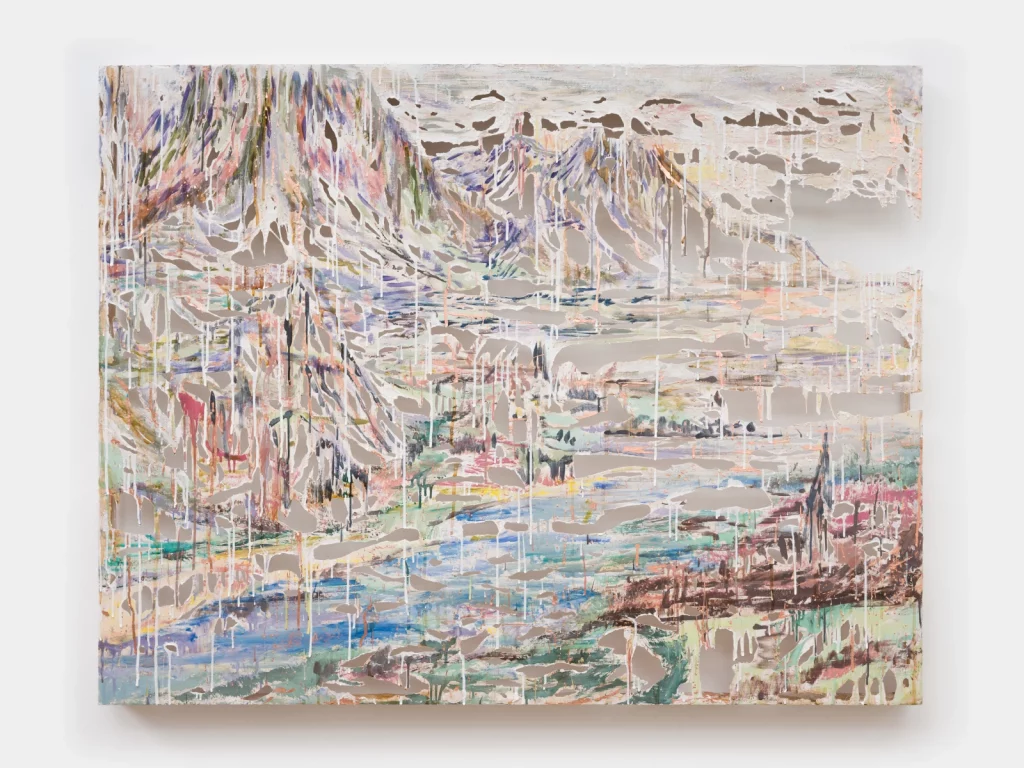 Abstract pastel painting by Diana Al-Hadid presented by Kasmin in Miami Art Week.