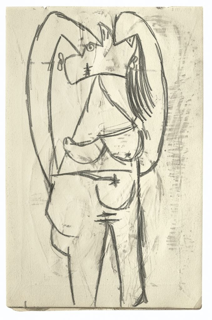 A Picasso drawing of a woman