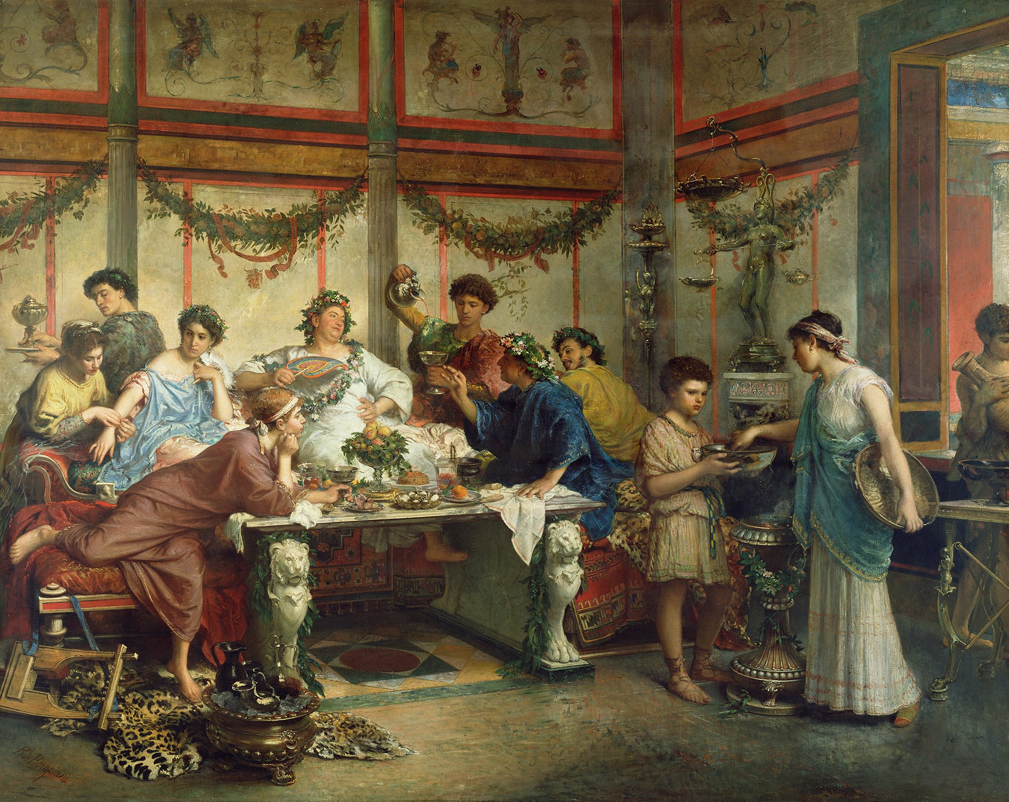 A painting of a classic Roman feast