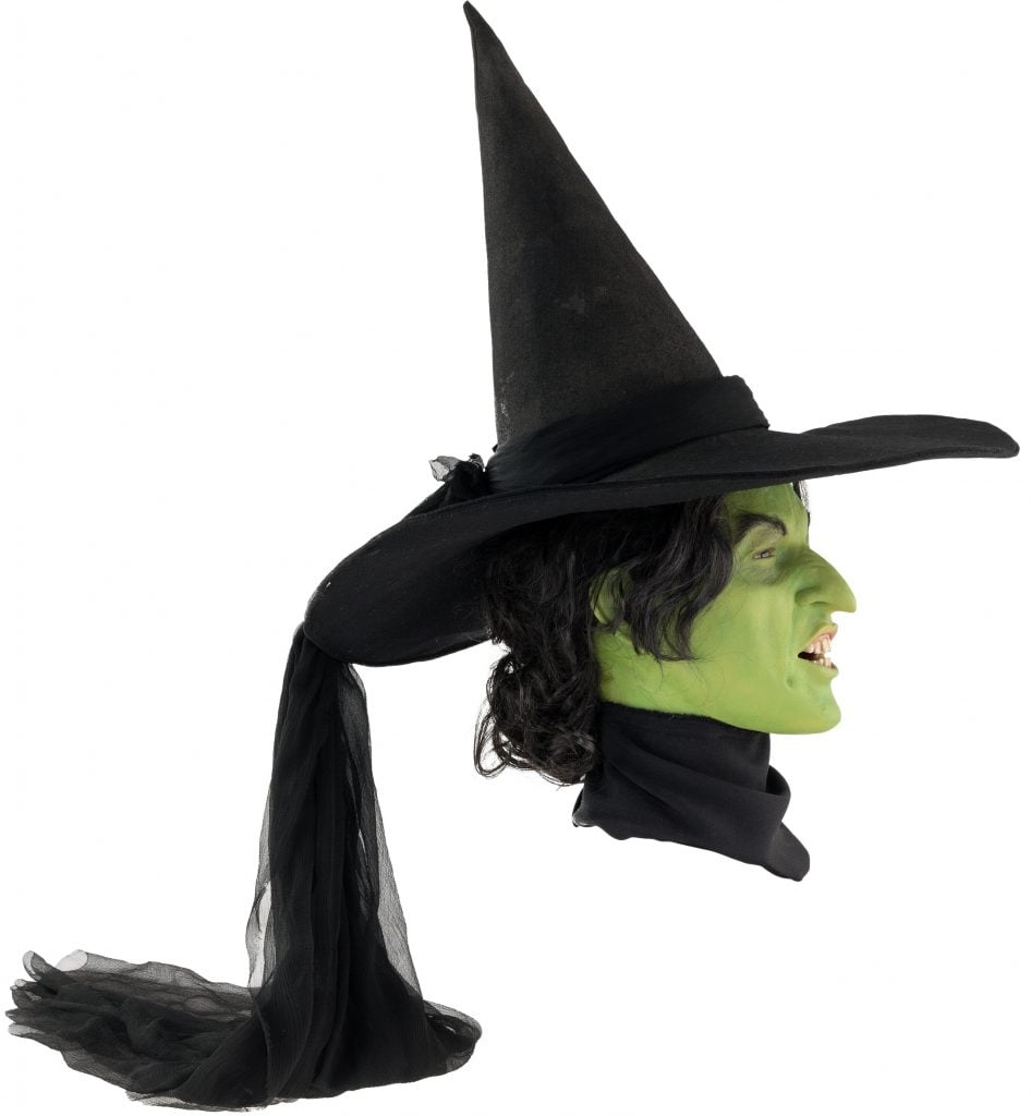 One of the Wicked Witch's hats from The Wizard of Oz from the collection of Michael Shaw sold for $2.93 million at Heritage Auctions. The hat is worn by a mannequin head based on the character from the film.