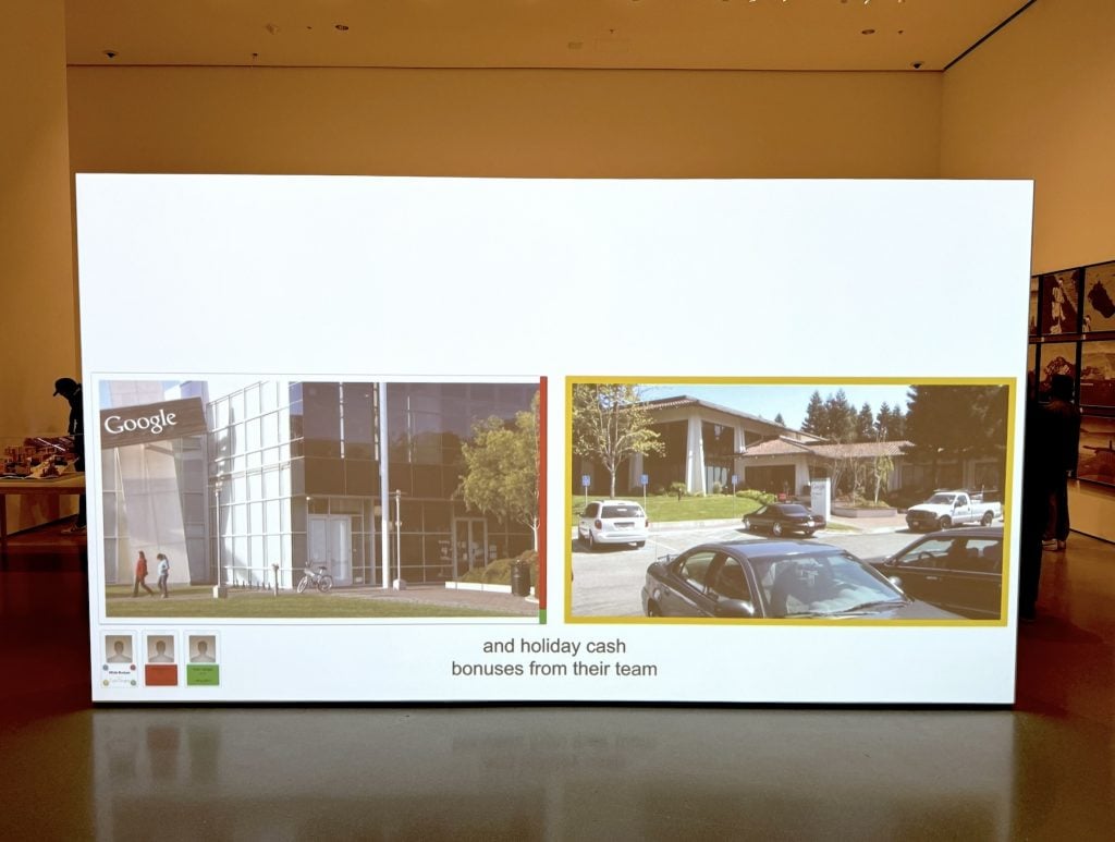 A video showing the Google campus on view in an art gallery