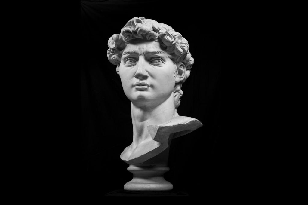 An image of a Plaster cast after Michelangelo Buonarroti, Head of David. Original made in 1501-1503, cast in 1890.