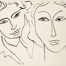A line drawing shows two smiling faces side by side