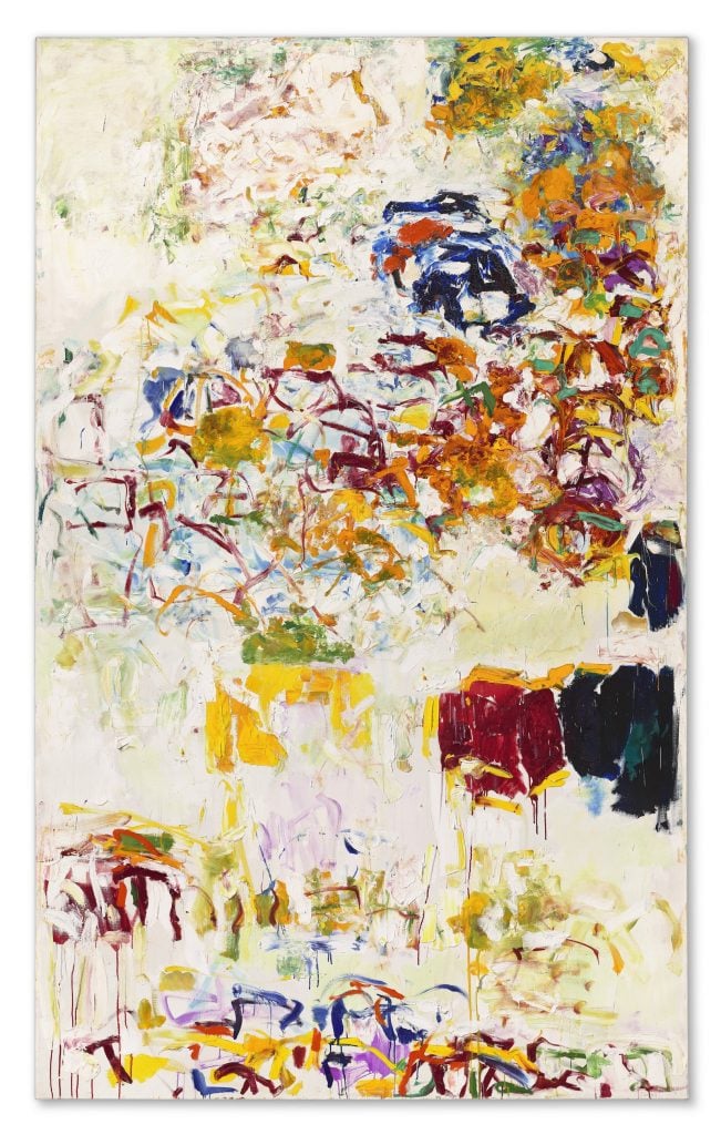 Abstract expressionist painting by Joan Mitchell, featuring vibrant layers of color, gestural brushstrokes, and dynamic composition. Abstract expressionist painting by Joan Mitchell, featuring vibrant layers of color, gestural brushstrokes, and dynamic composition.