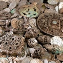 a close up of a silver hoard