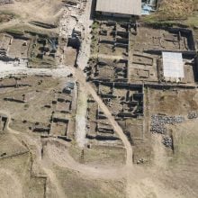 overhead view of an archeological site