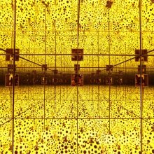 Image of a mirror room in gold