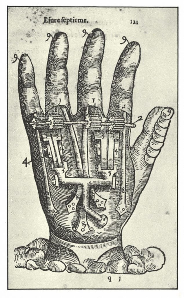 a drawing of an artificial hand