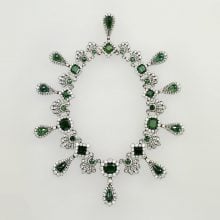 emerald necklace on a white background