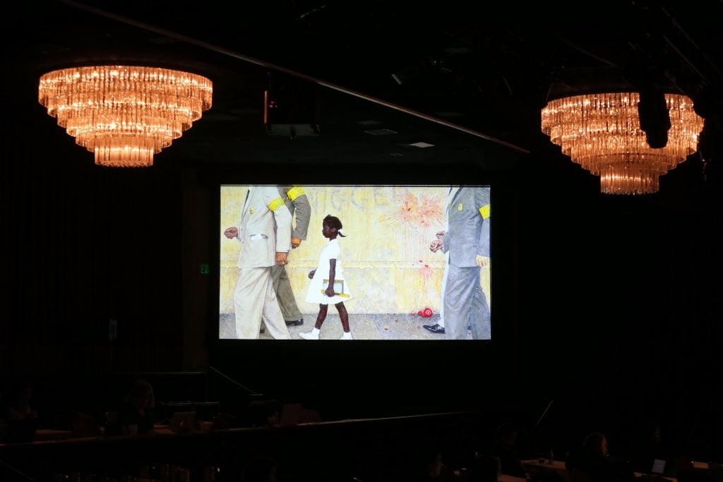 Norman Rockwell's painting "The Problem We All Live With" appears in an exhibition