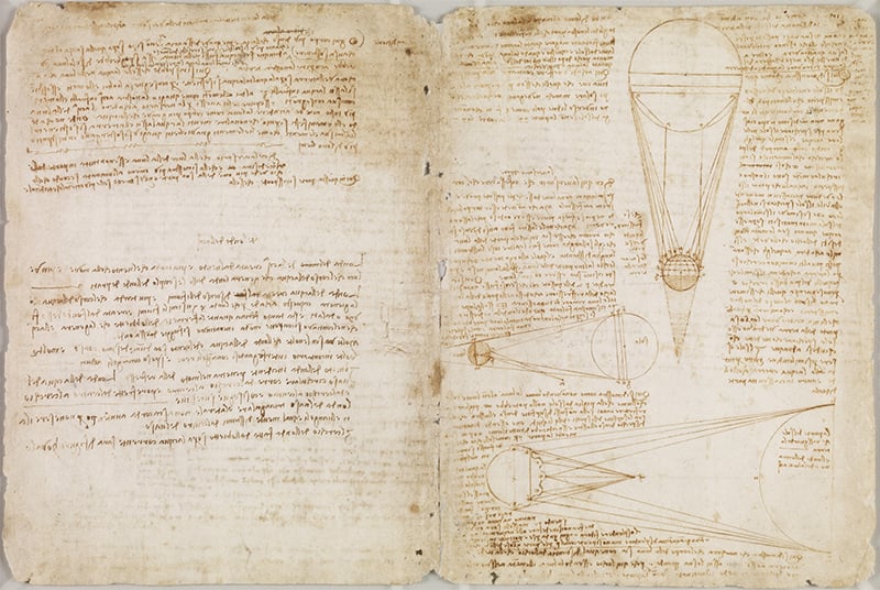 Leonardo da Vinci , a page from <em>Codex Leicester</em> (1506–10). 